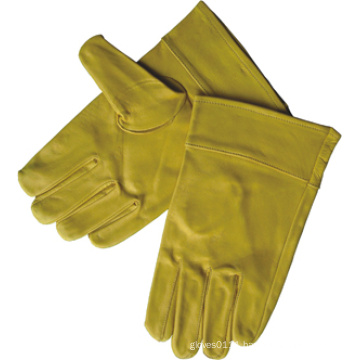 Golden Color Cow Grain Leather Work Glove